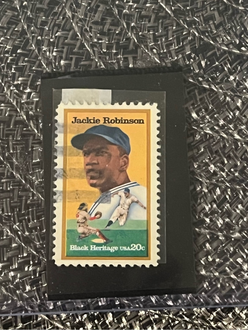 ⚾️ Vintage Jackie Robinson Baseball US Postage Stamp in Clear Holder, Qty 1